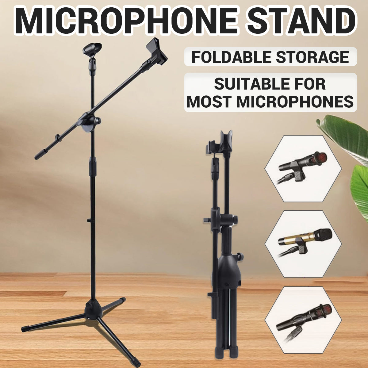 Foldable Microphone Tripod Stand with Boom Arm