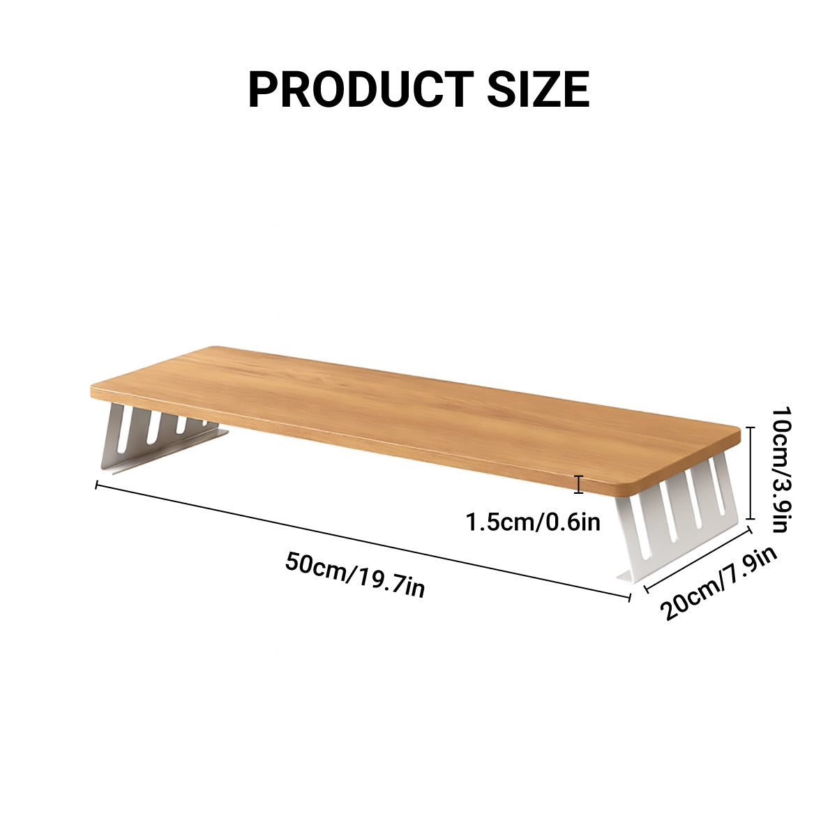 Monitor Riser Stand with Wood-Effect Top for Desk