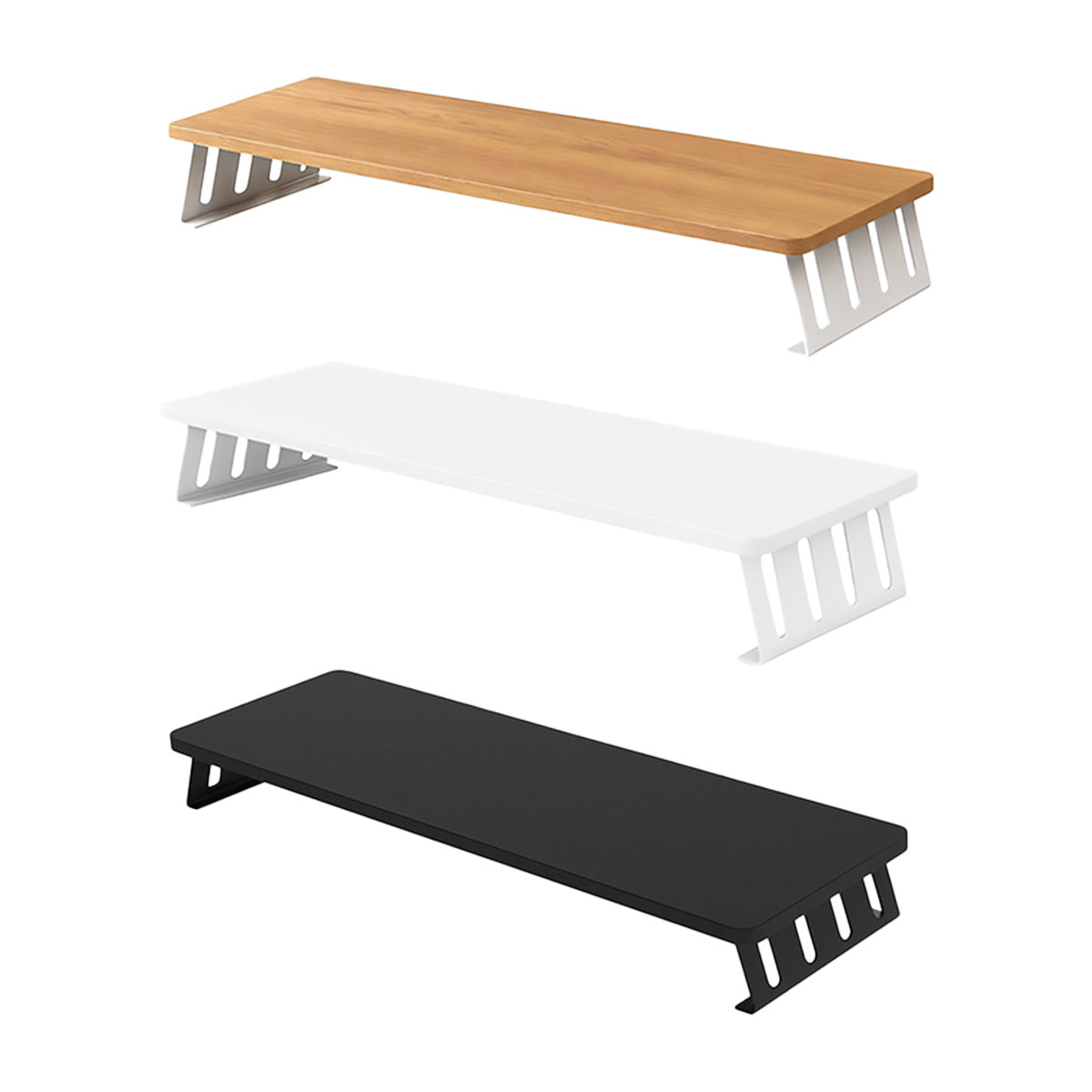 Monitor Riser Stand with Wood-Effect Top for Desk