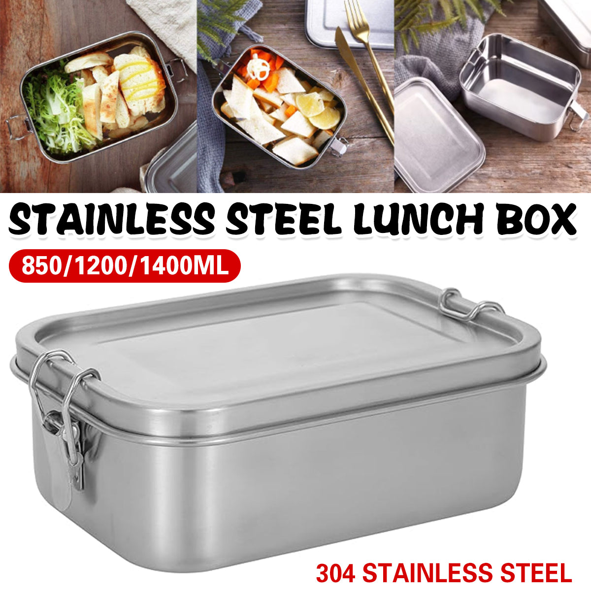 304 Stainless Steel Lunch Box Leakproof Storage