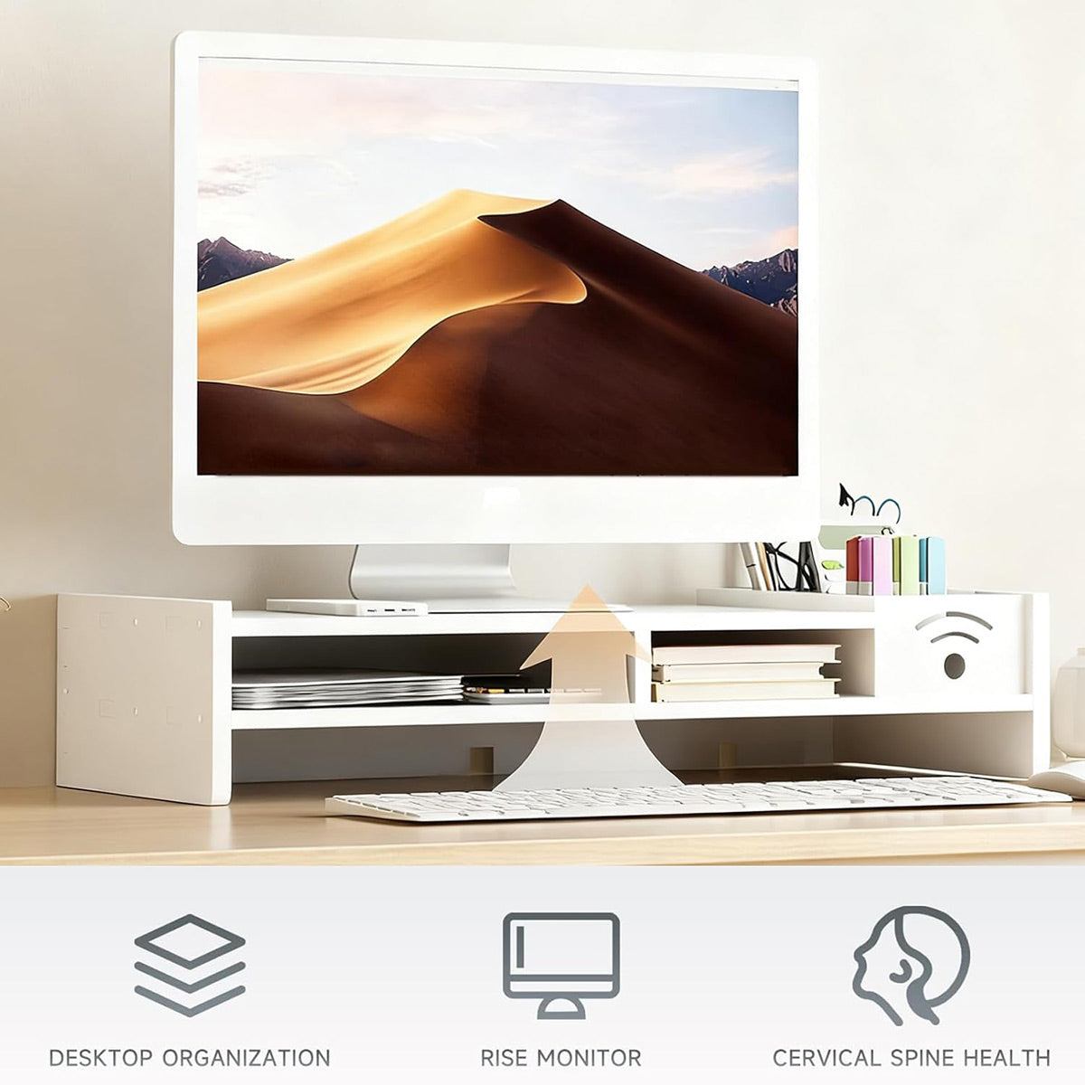 Multi-Function Monitor Riser Stand for Desk