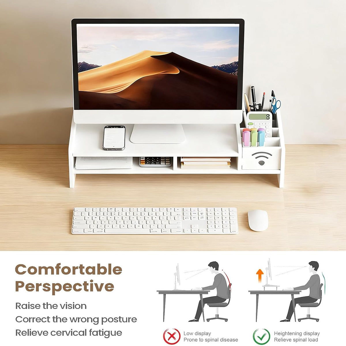 Multi-Function Monitor Riser Stand for Desk