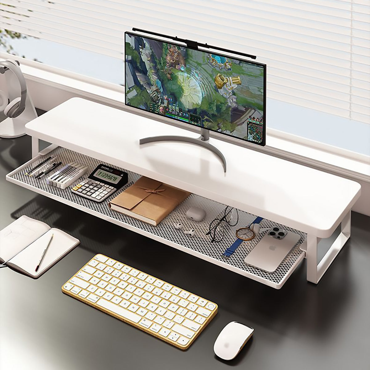 Monitor Riser Stand with Drawer for Home Office
