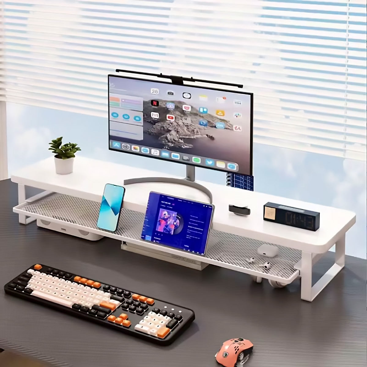 Monitor Riser Stand with Drawer for Home Office