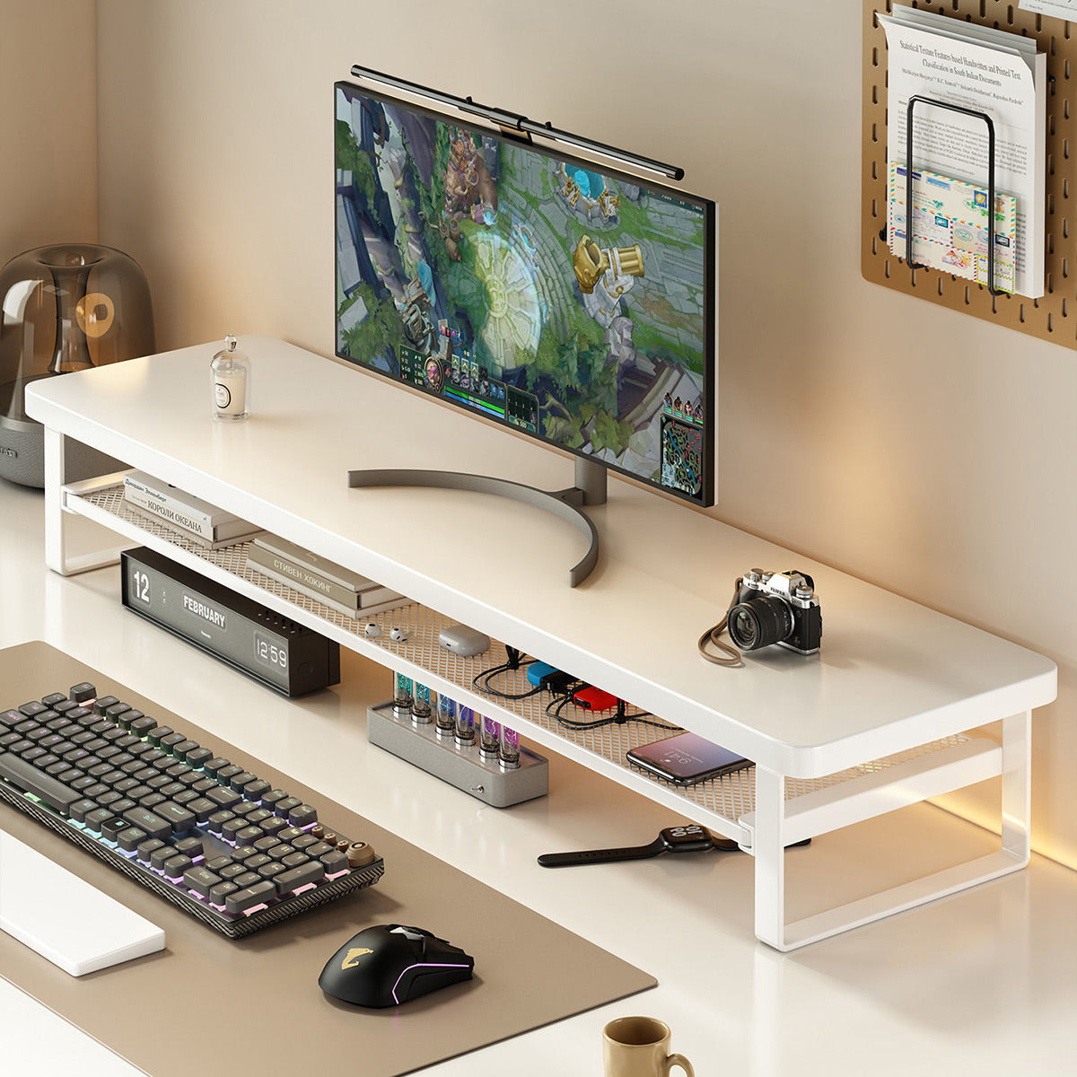 Monitor Riser Stand with Drawer for Home Office