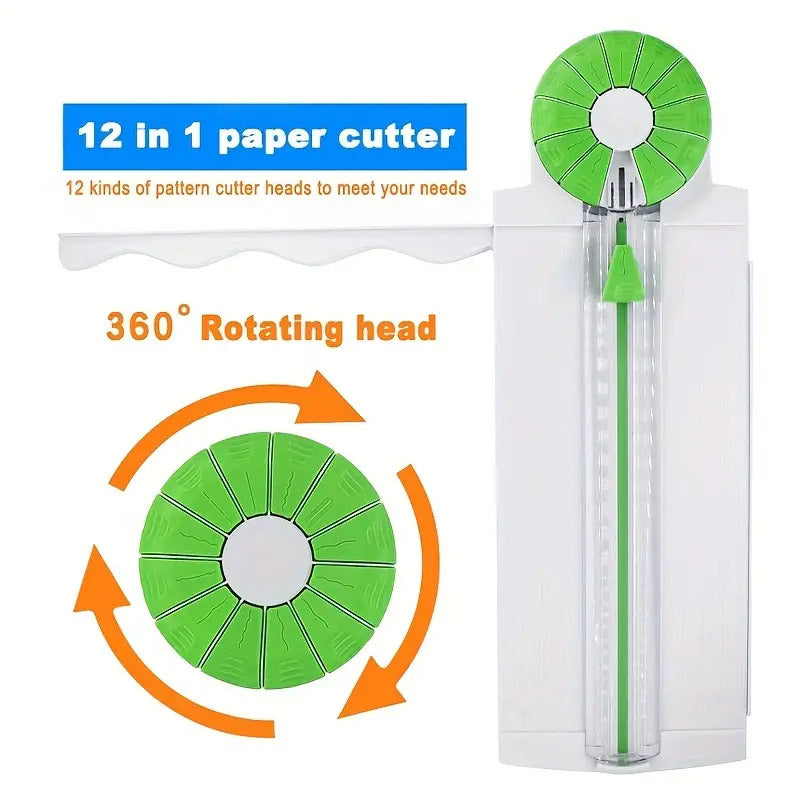 12-in-1 Manual Paper Cutter with 360° Rotating Head