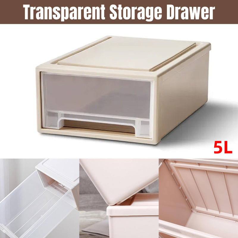 Transparent Stackable Drawer Storage Box for Shoes and Clothes