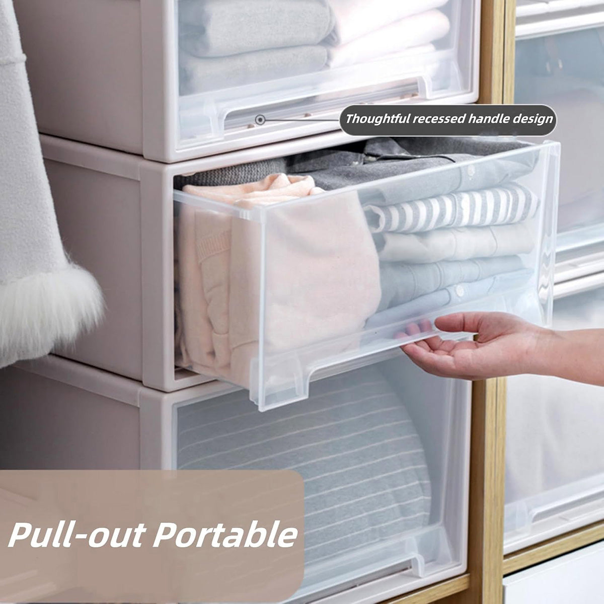 Transparent Stackable Drawer Storage Box for Shoes and Clothes