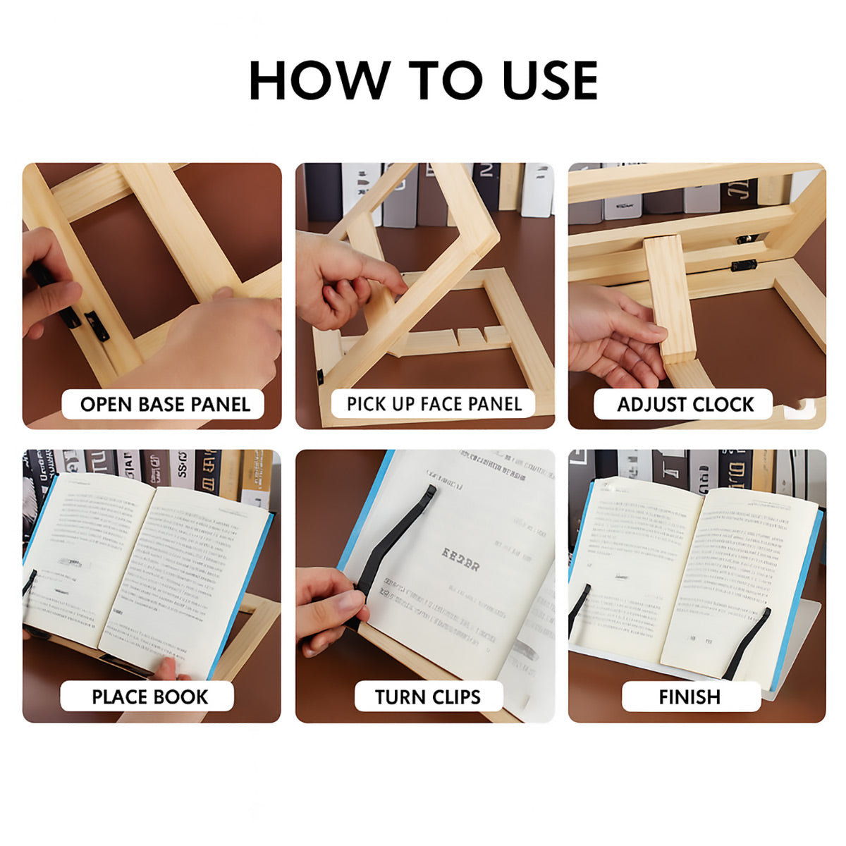 Wooden Adjustable Book Stand Foldable for Reading