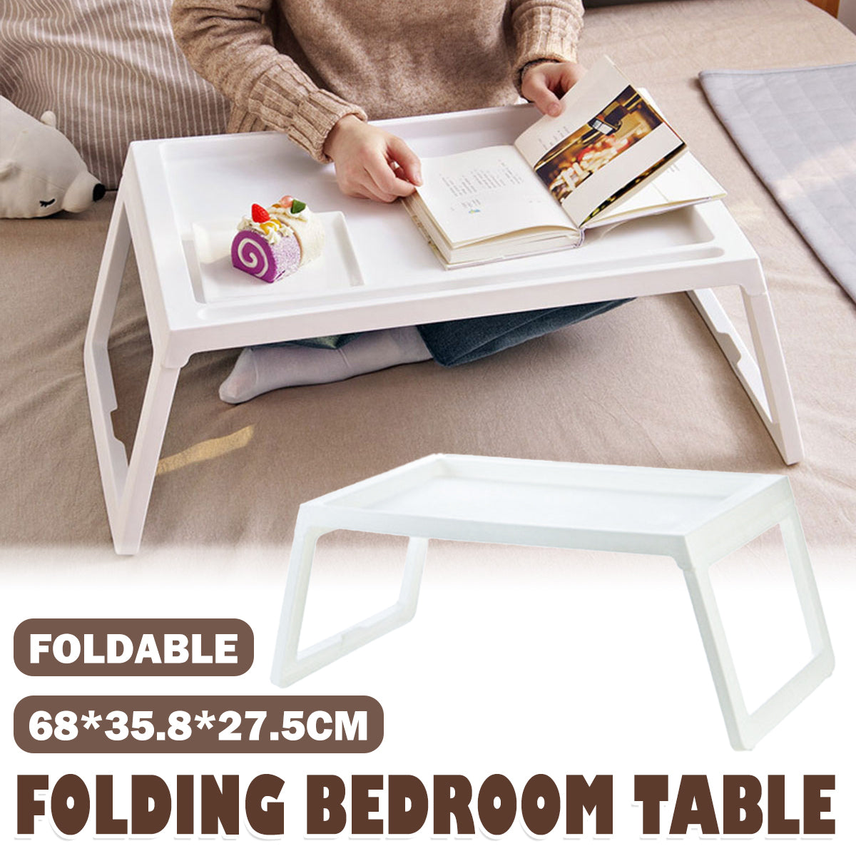 Foldable Laptop Bed Table Portable PP Desk with Device Slot