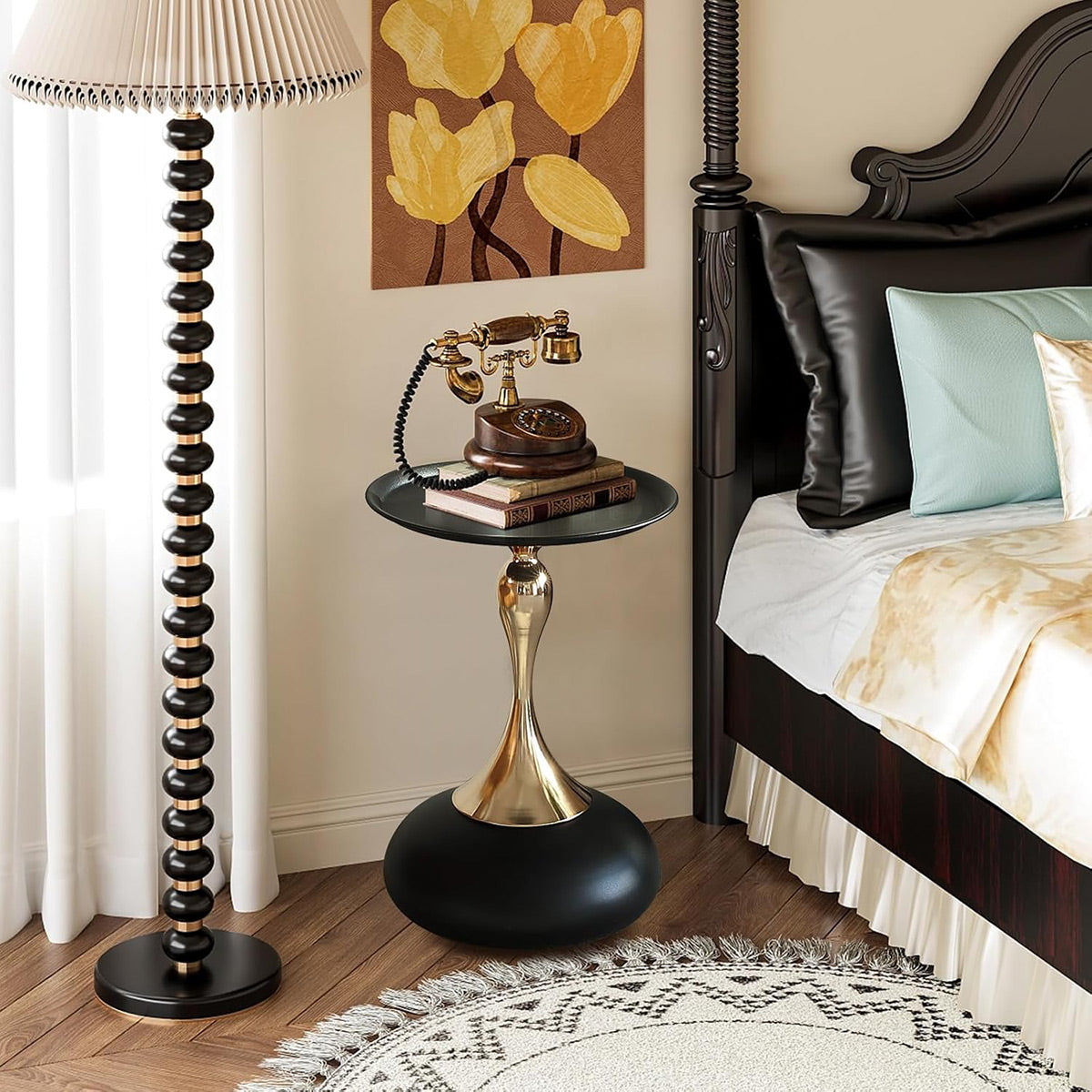 Round Sofa Side Table 41x55 cm with Pedestal