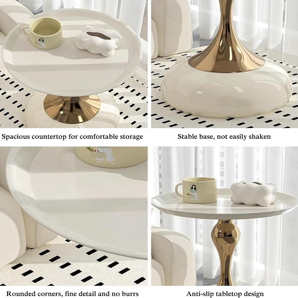 Round Sofa Side Table 41x55 cm with Pedestal
