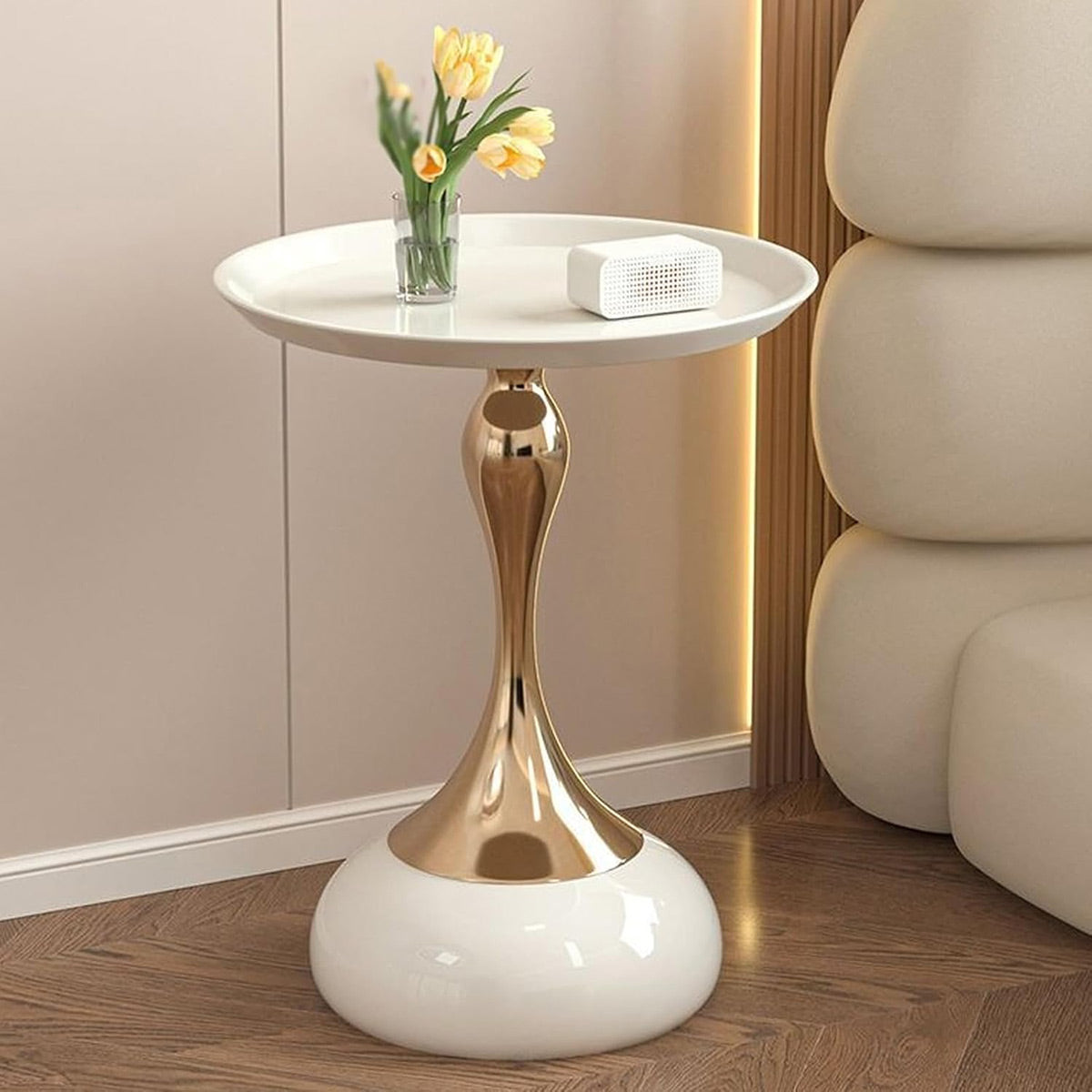 Round Sofa Side Table 41x55 cm with Pedestal