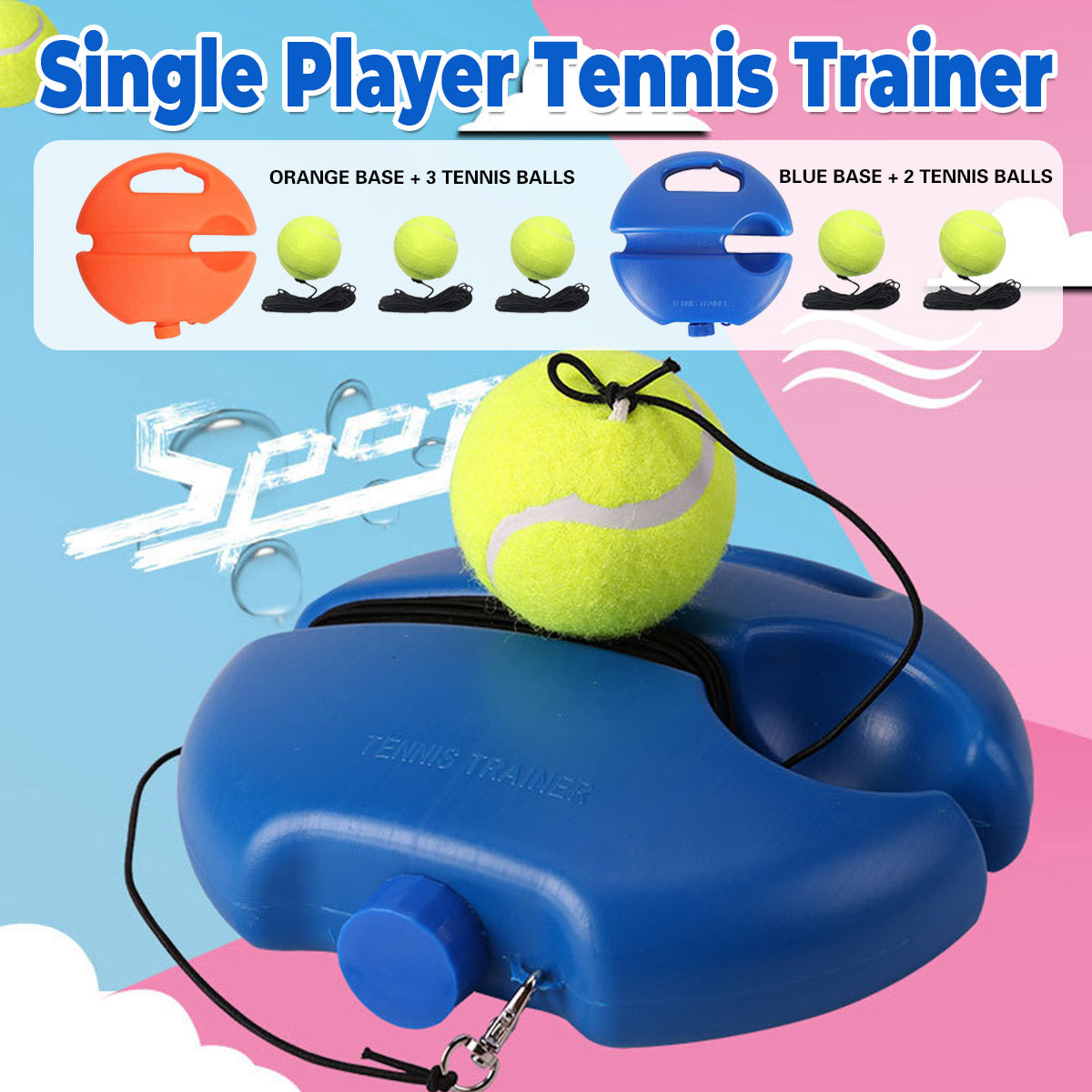 Tennis Trainer Rebound Ball with Elastic Cord Base