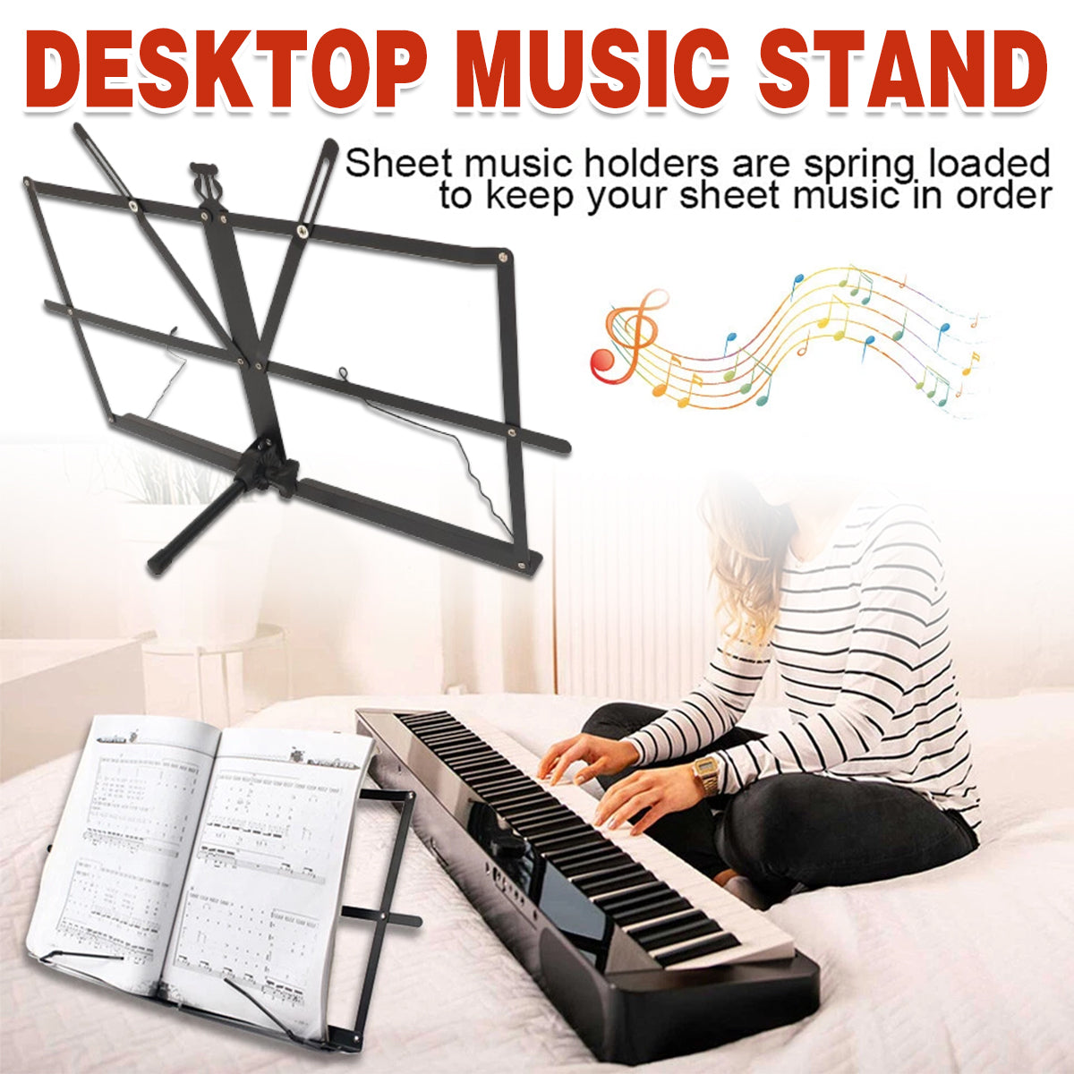 Portable Folding Music Stand Iron Book Holder