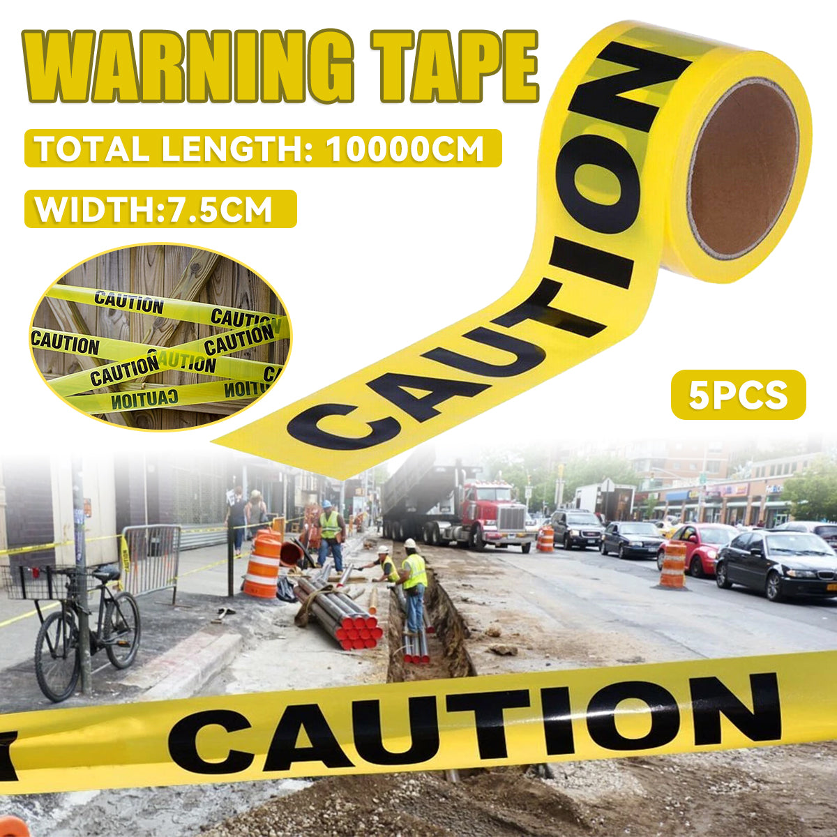 5pcs 100m Caution Warning Tape for Safety Barrier