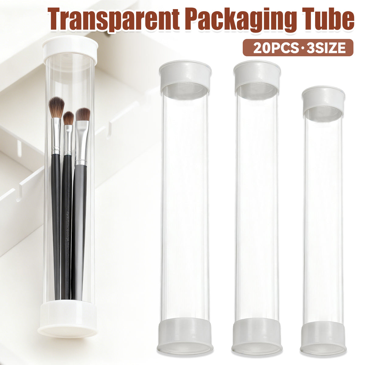 20pcs Clear Plastic Packaging Tubes for Artwork