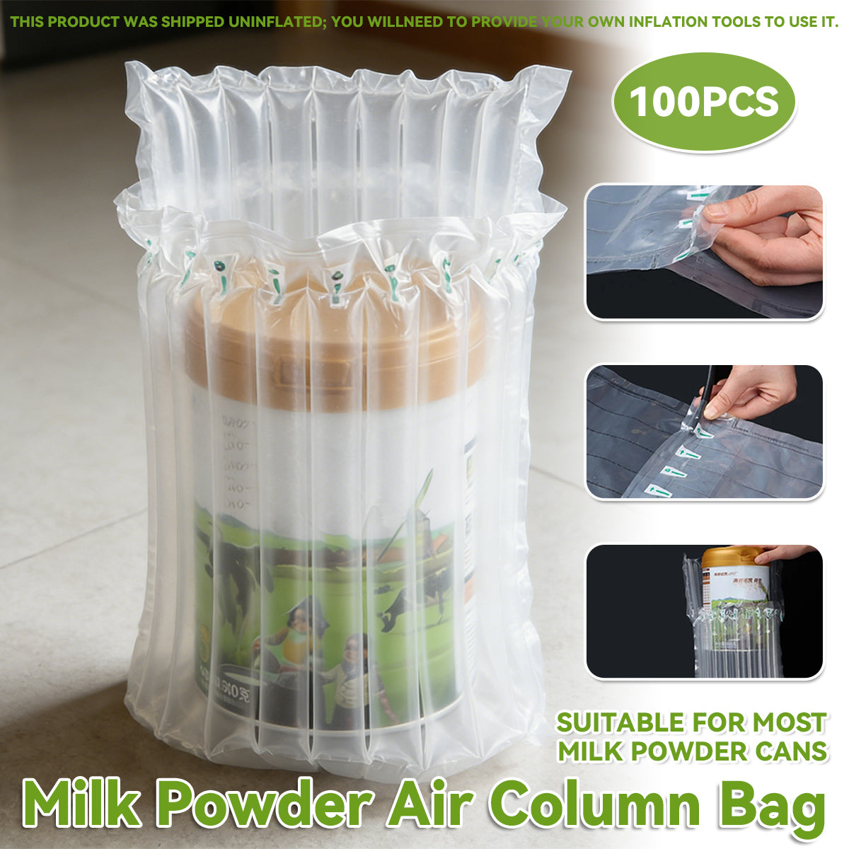 100pcs Air Column Bags for Milk Powder Cans