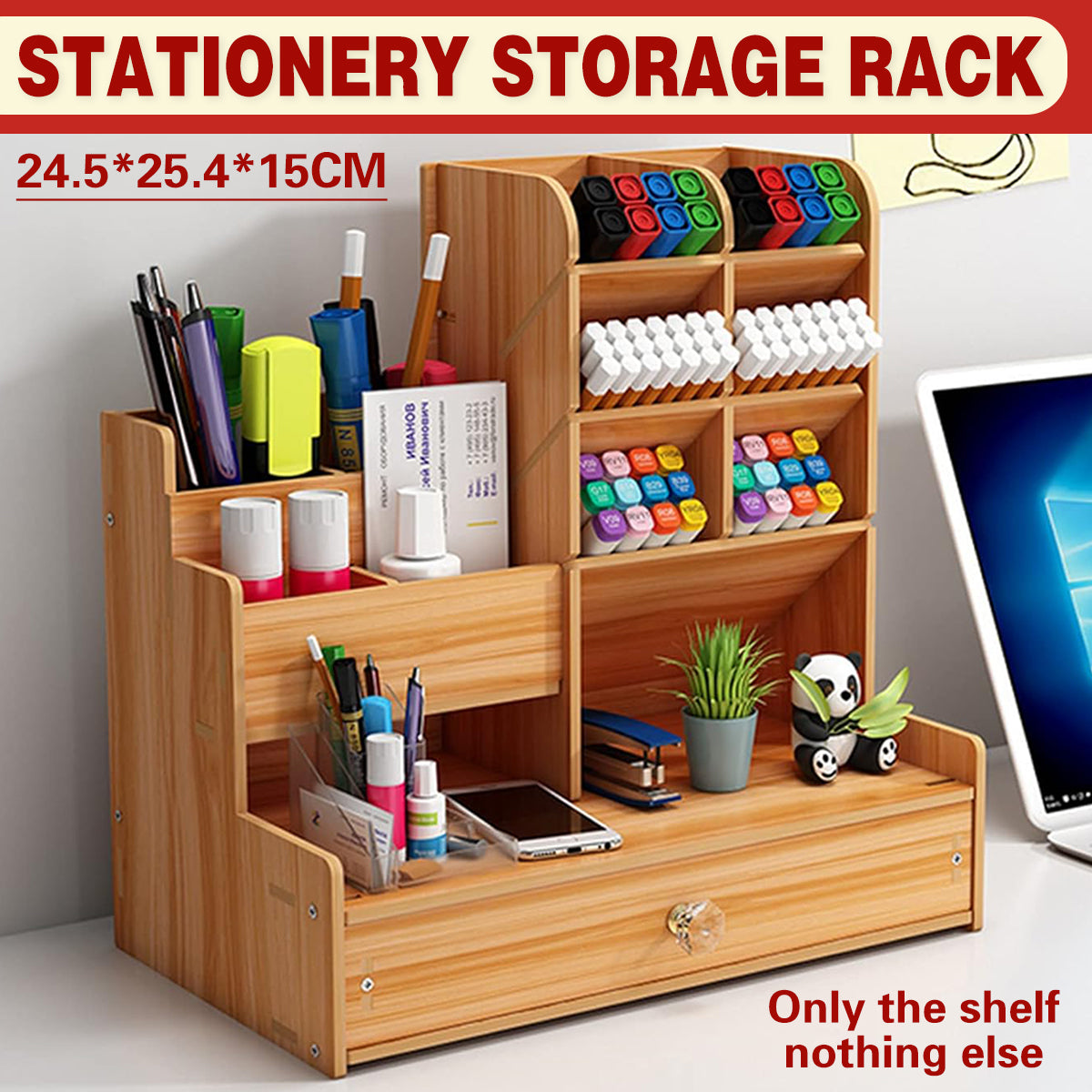 Desktop Office Organizer with Drawer and Pen Holder