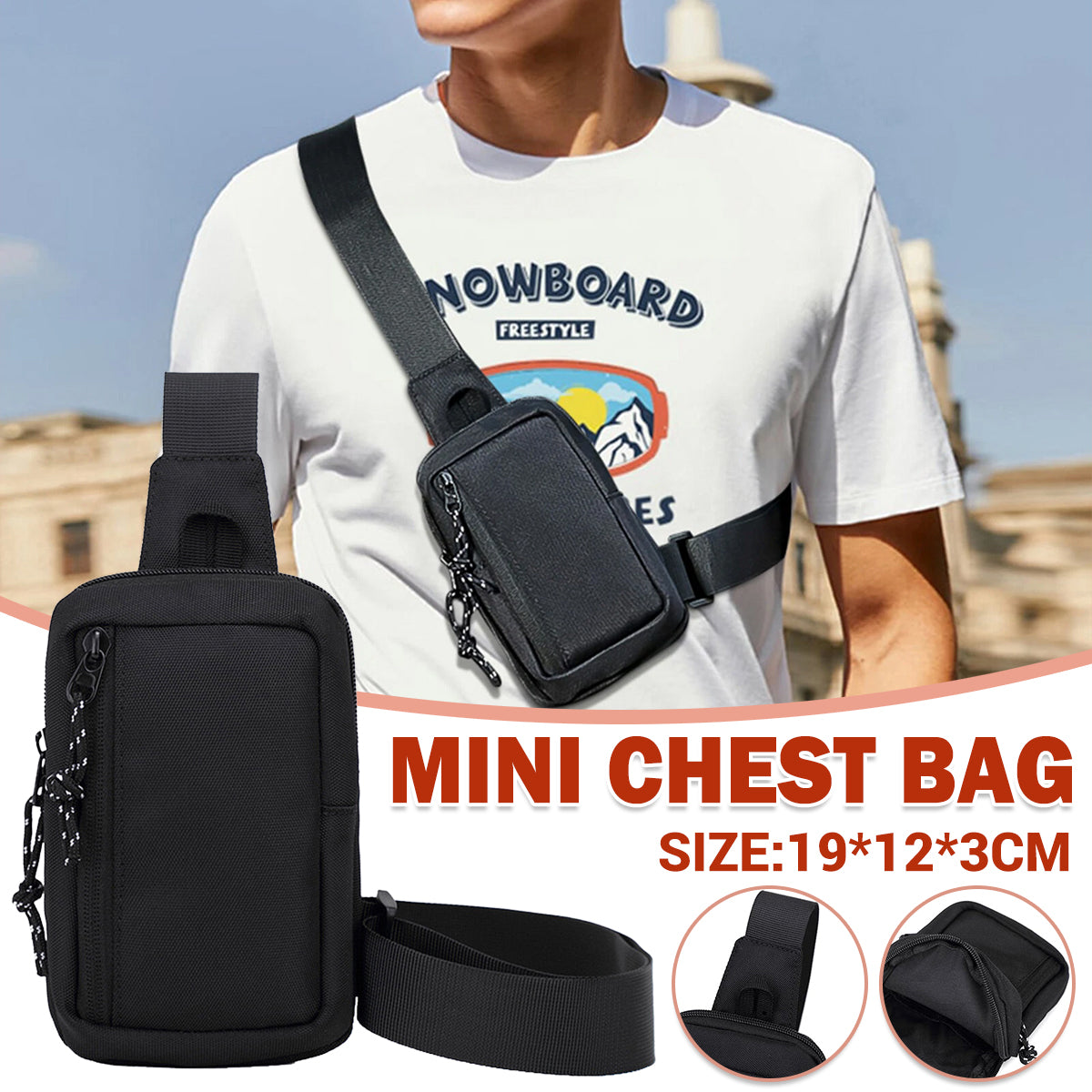 Mini Crossbody Chest Bag Oxford Fabric Daily Use