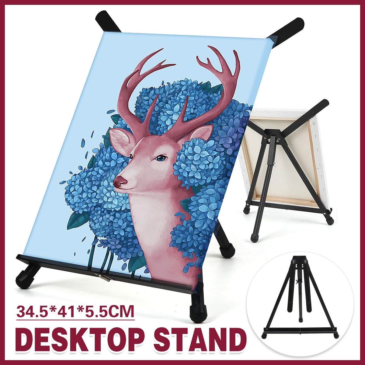 Black Aluminum Tabletop Display Easel Adjustable Tripod Stand