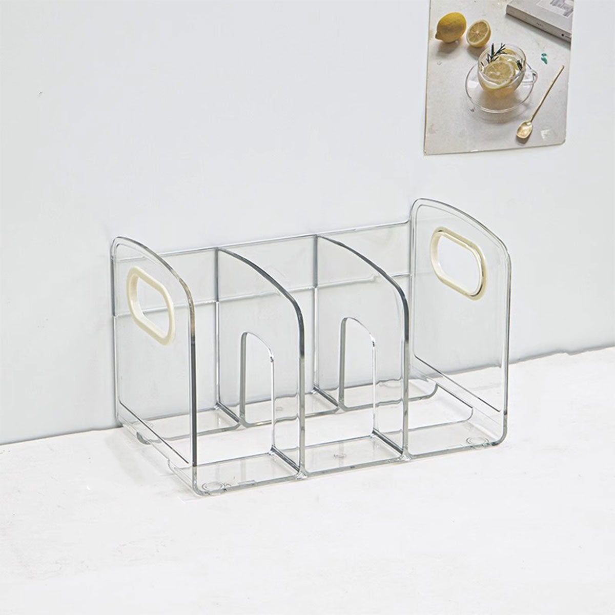 Acrylic Book Stand Transparent Storage Box with Pen Holder