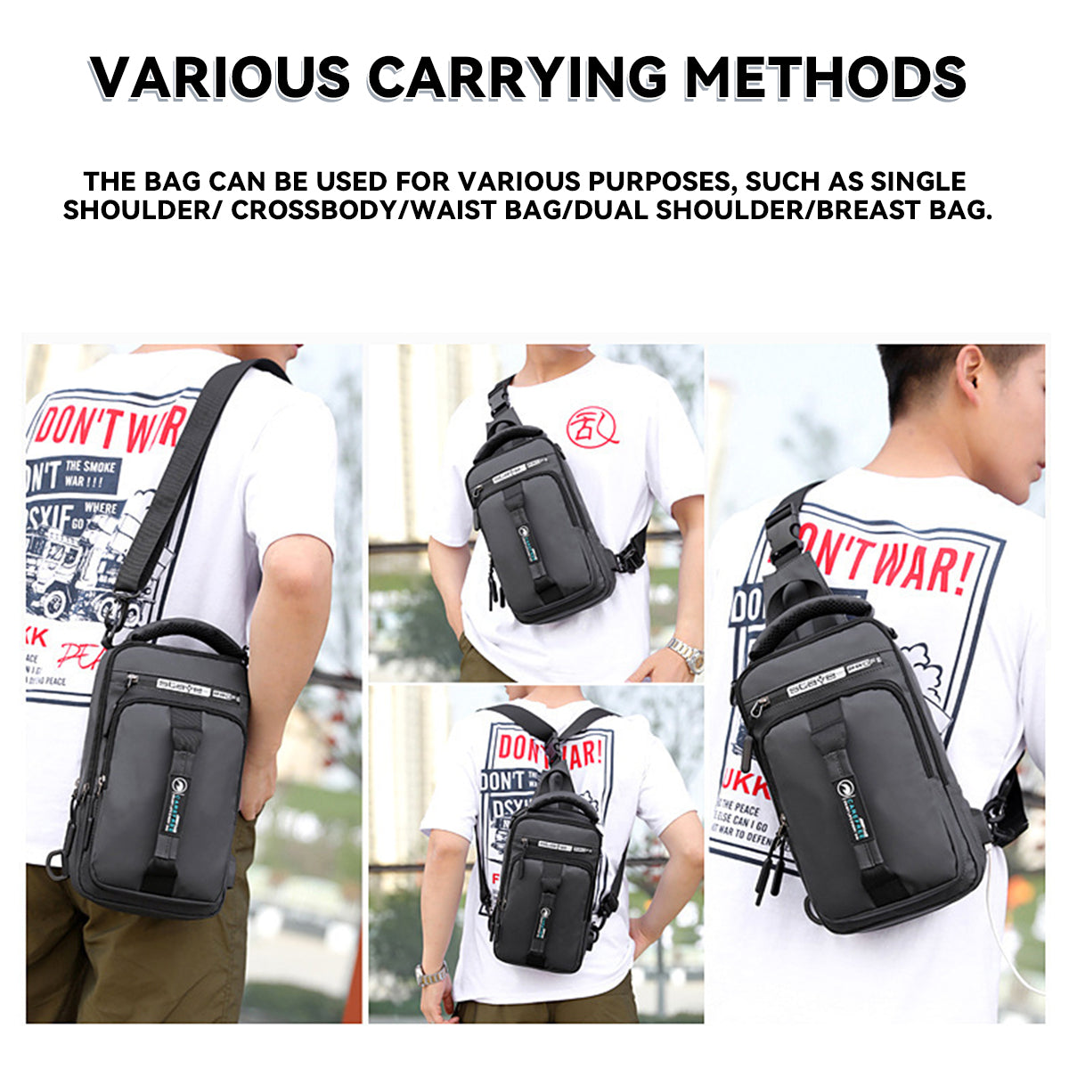 Multi-Function Shoulder Bag with USB Charging Port