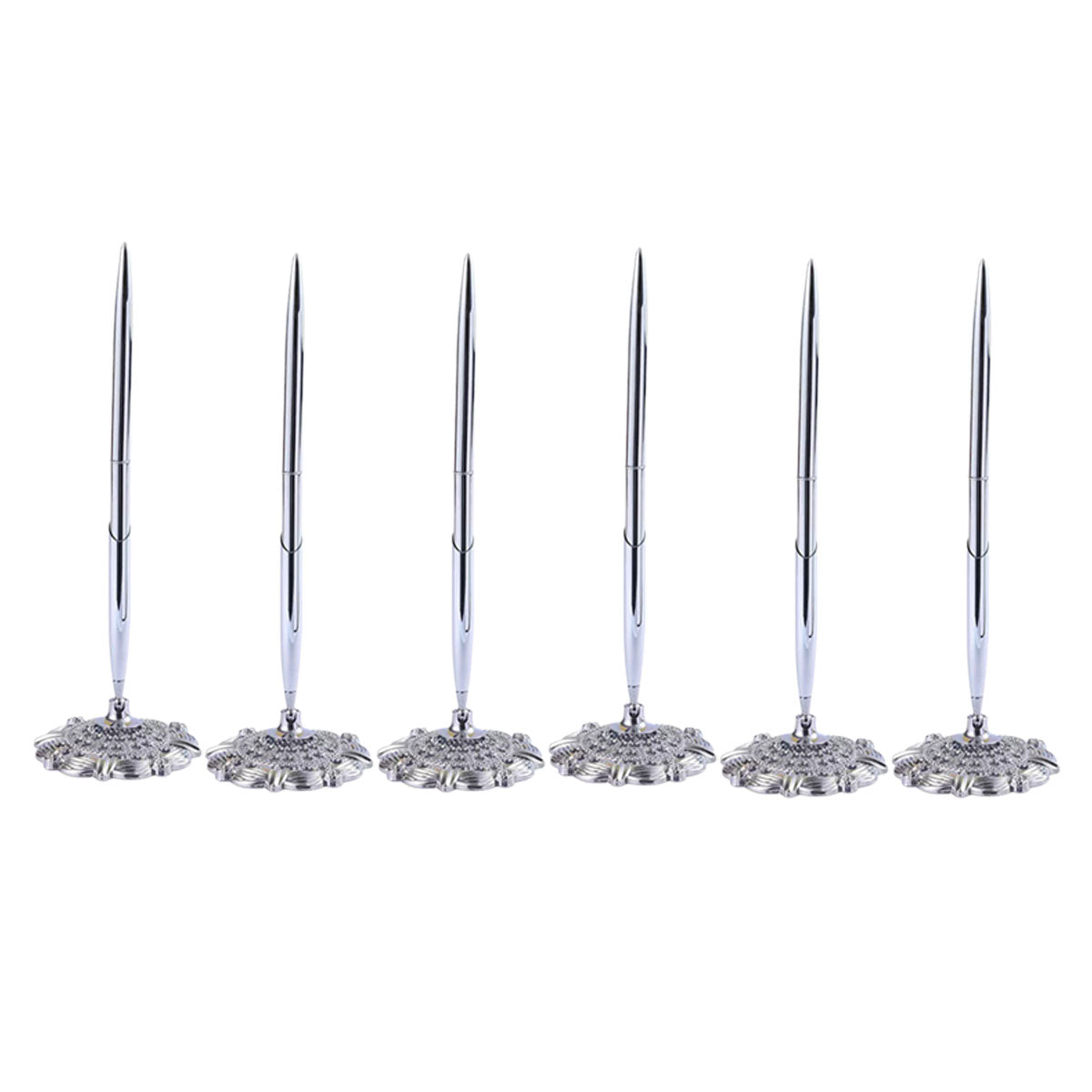 6 Pcs Ballpoint Pen Set with Plum Blossom Base Metal