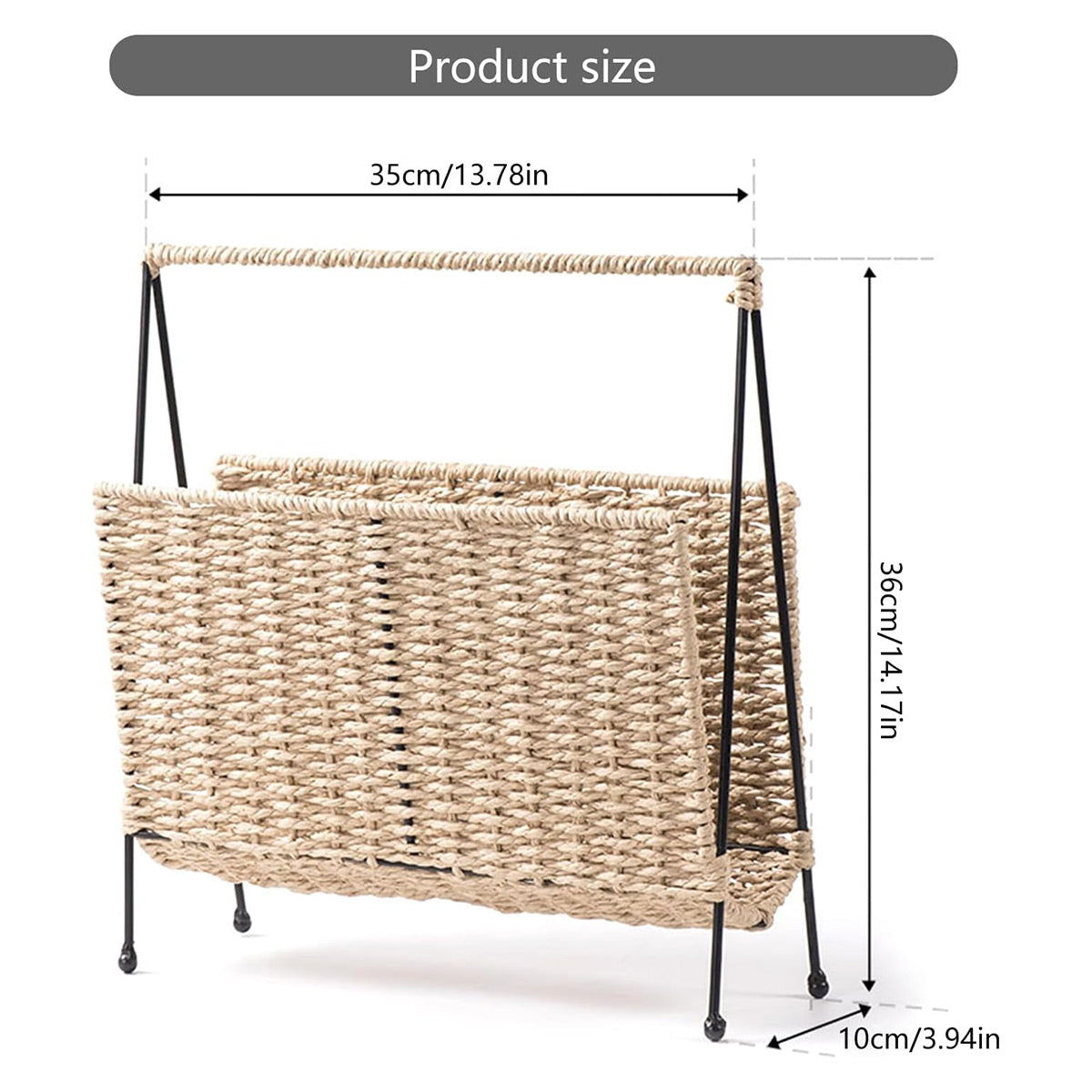 Hand-Woven Paper Rope Magazine Rack