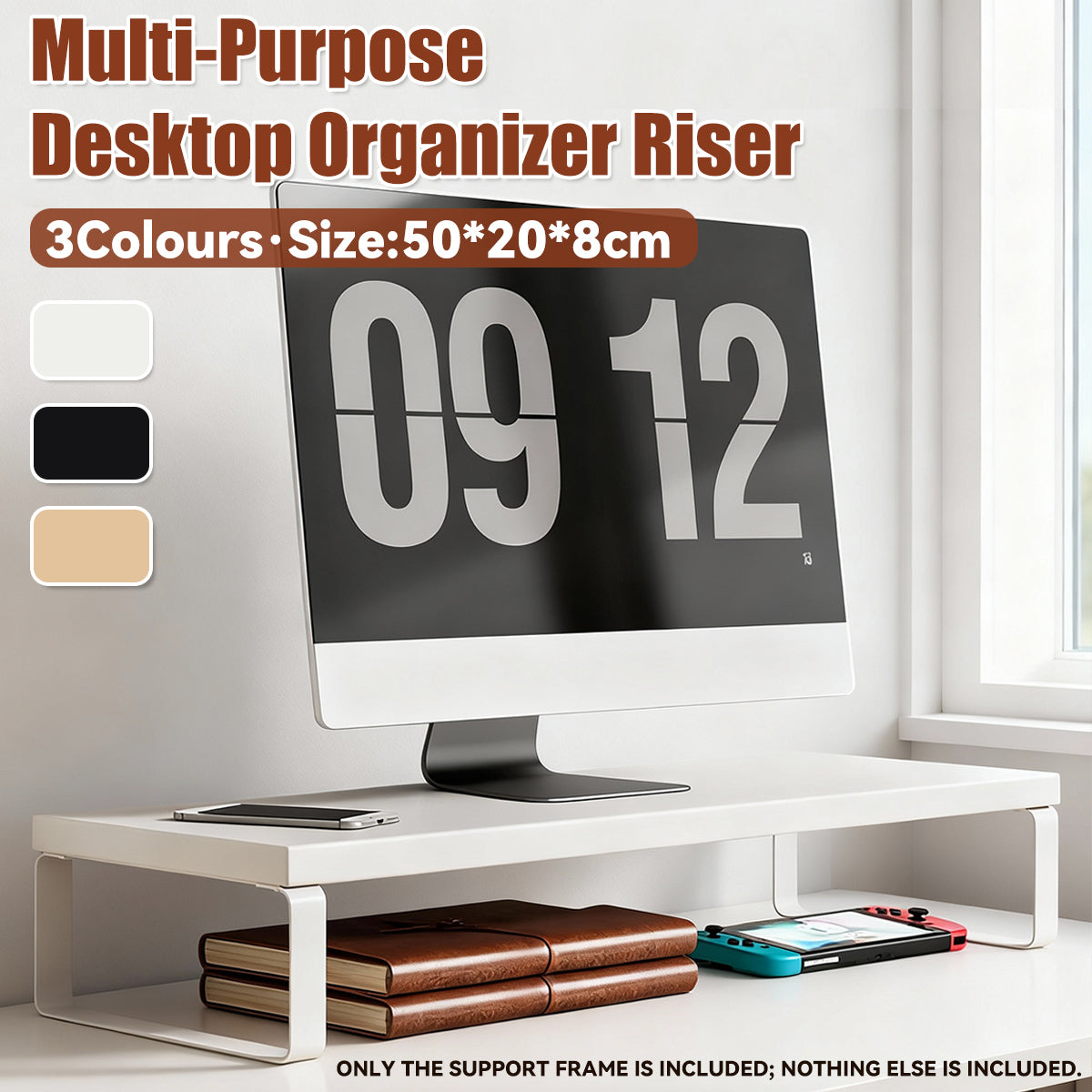 Monitor Stand Riser with Under-Shelf Storage