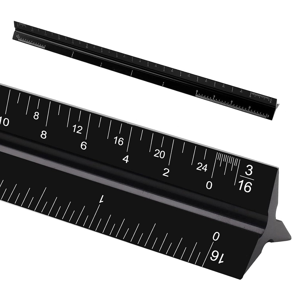 12-Inch Black Triangular Architect Ruler Engraved