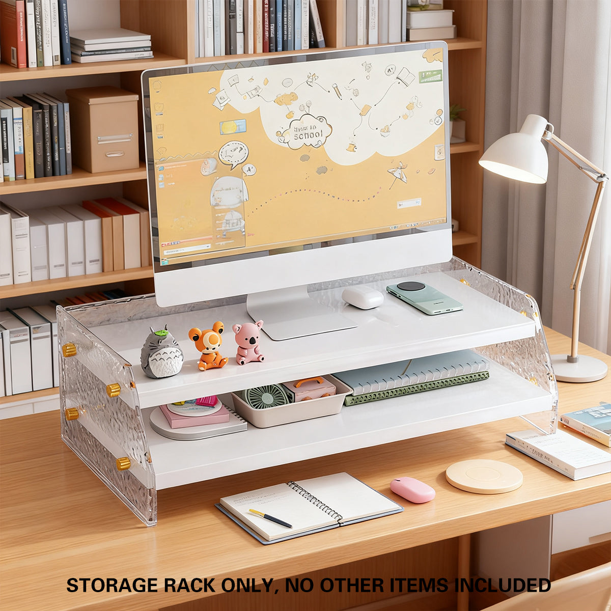 Acrylic Double-Layer Desktop Organiser for Monitor