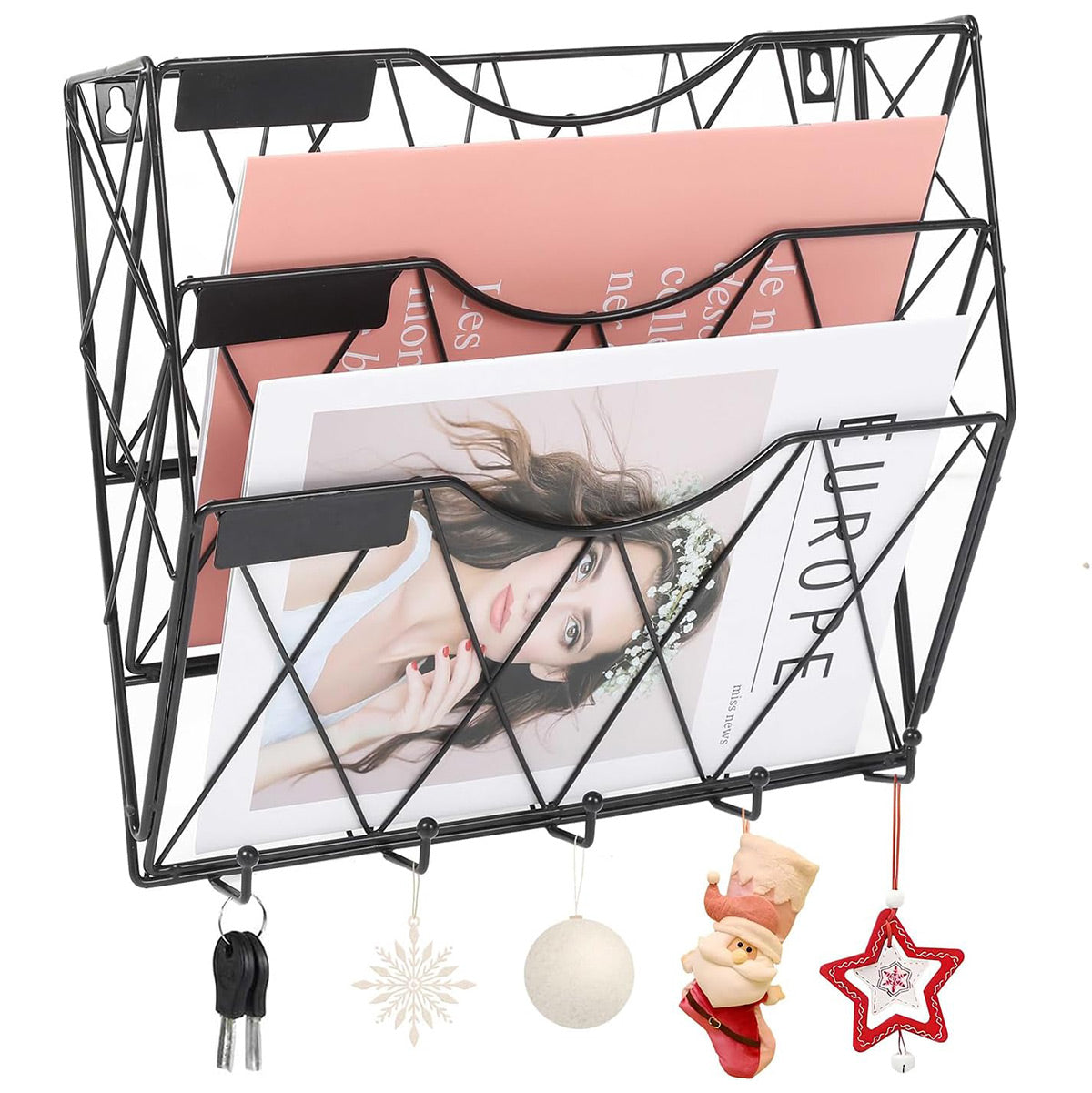 3-Tier Wall Mounted File Magazine Rack for Office