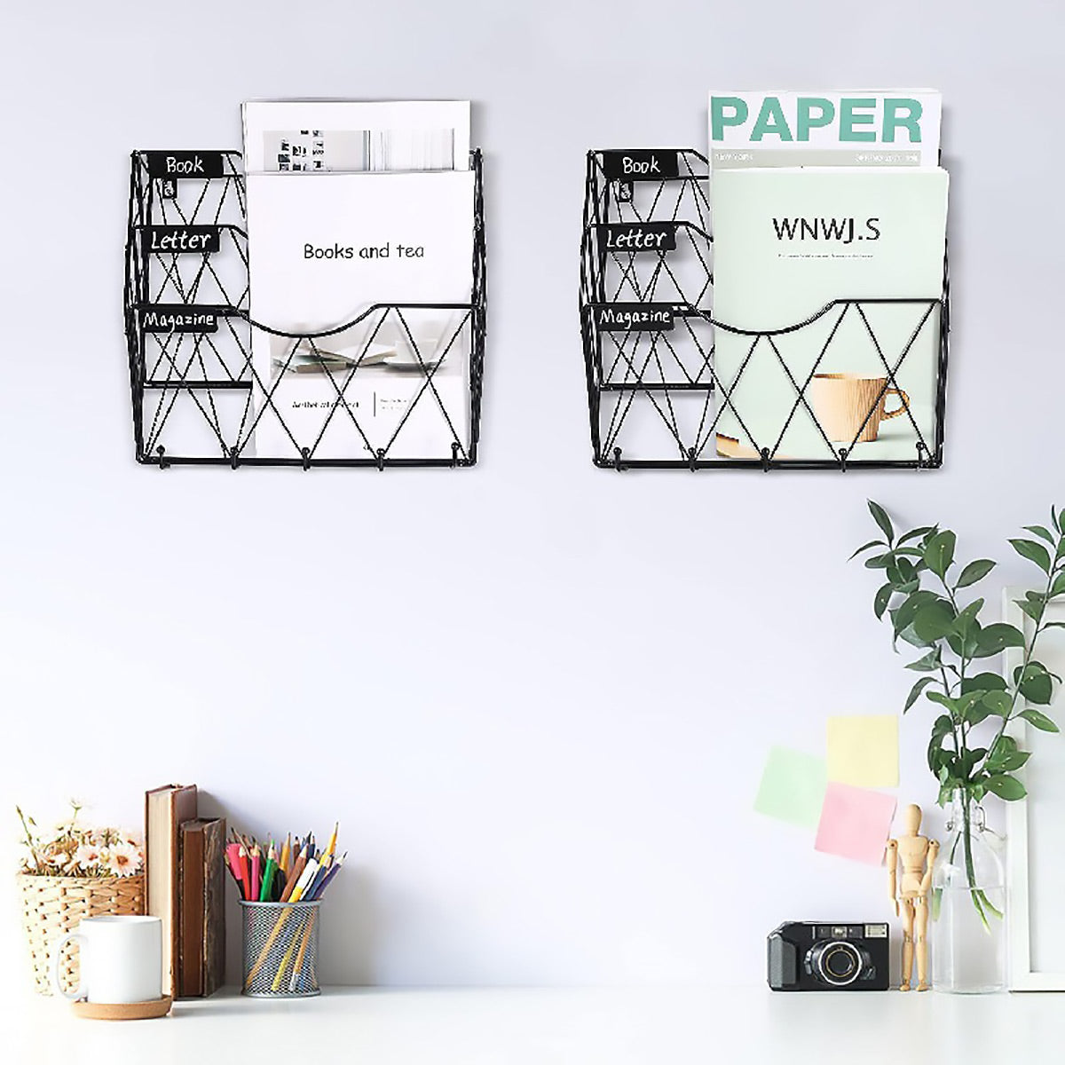 3-Tier Wall Mounted File Magazine Rack for Office