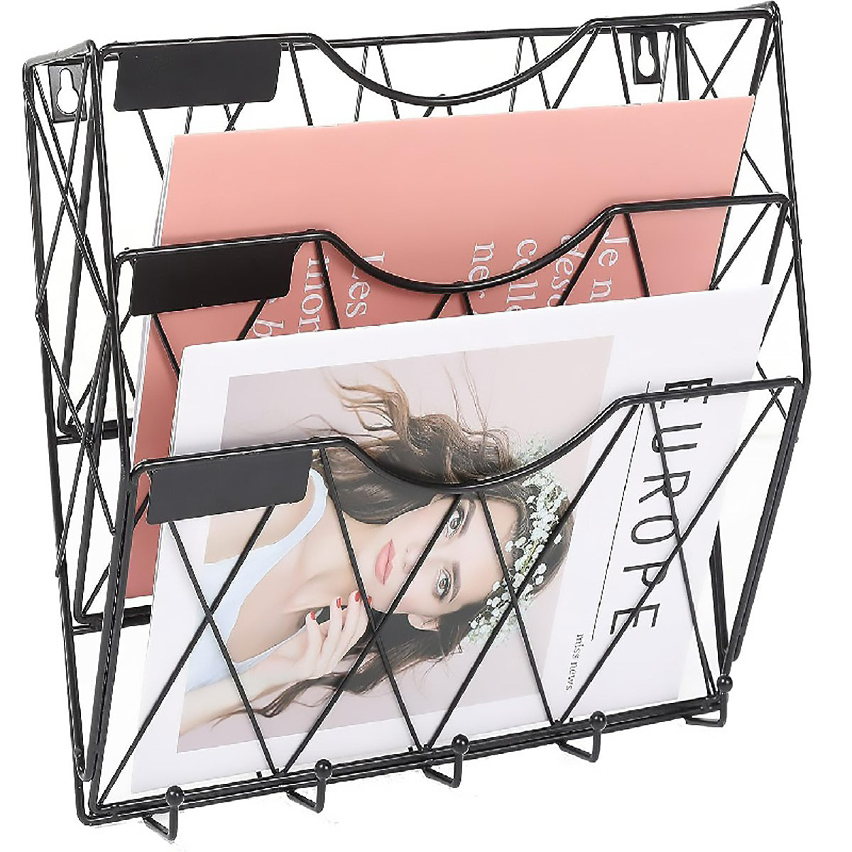 3 Tier Wall Mounted File Magazine Rack for Home Office and Living Room ...