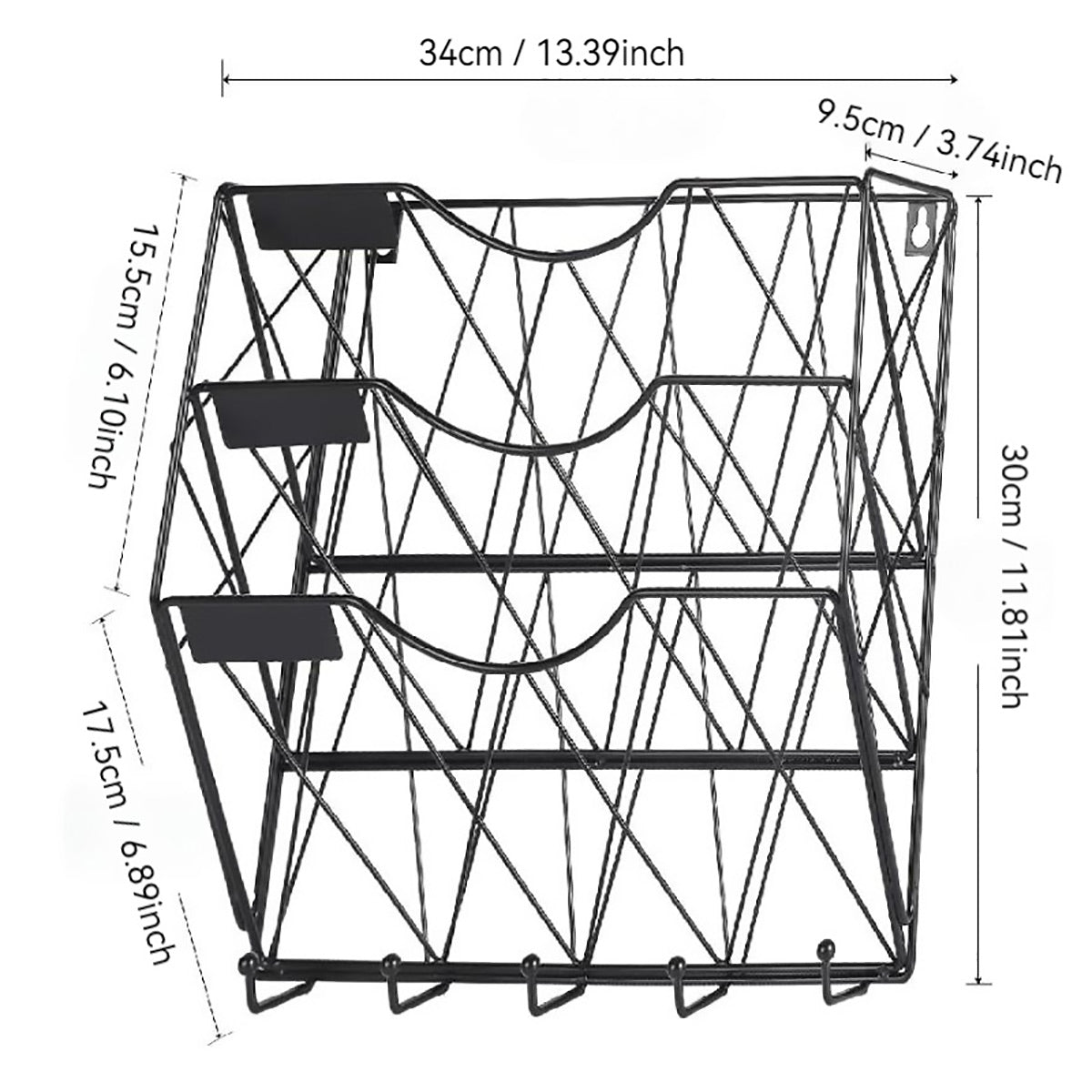 3-Tier Wall Mounted File Magazine Rack for Office