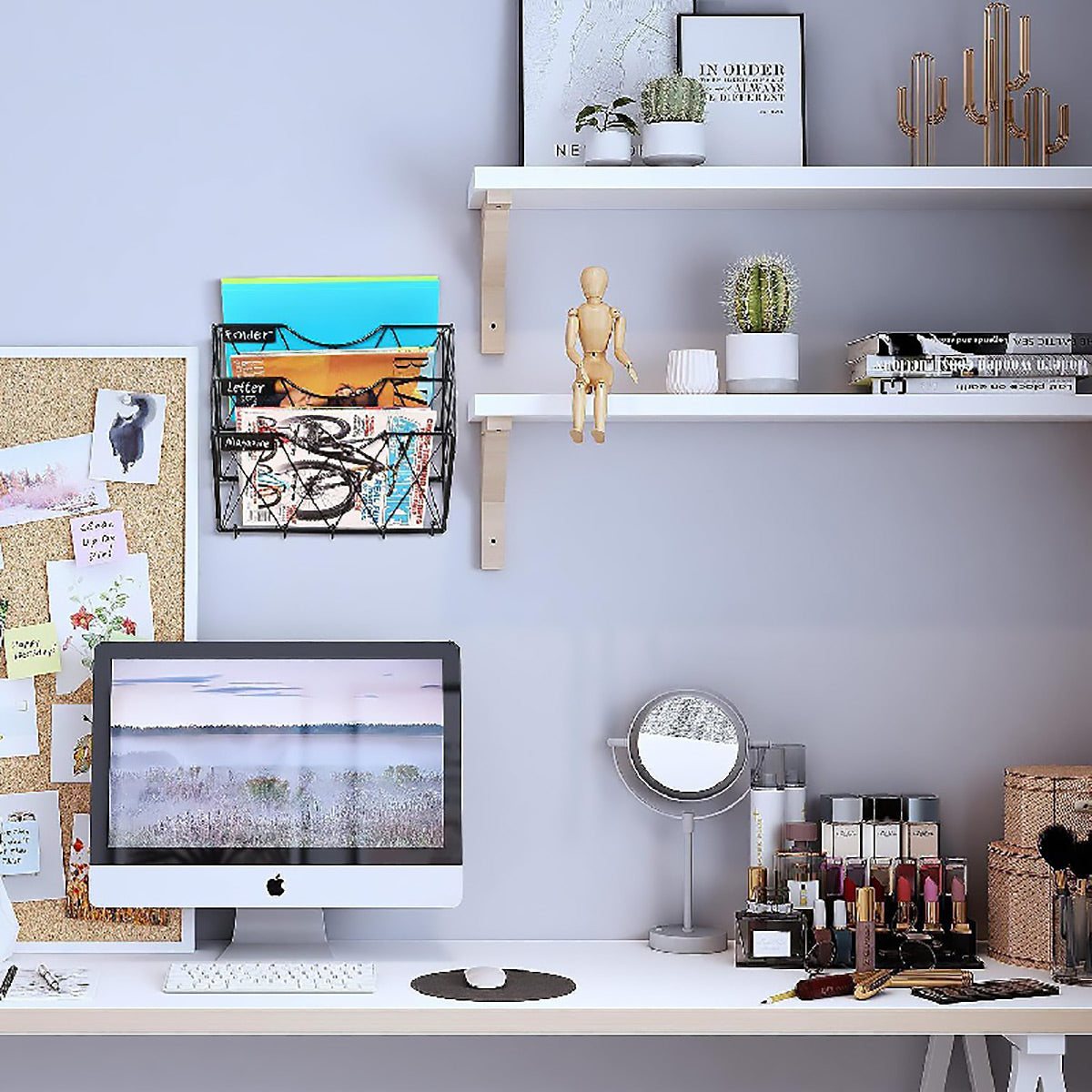 3-Tier Wall Mounted File Magazine Rack for Office