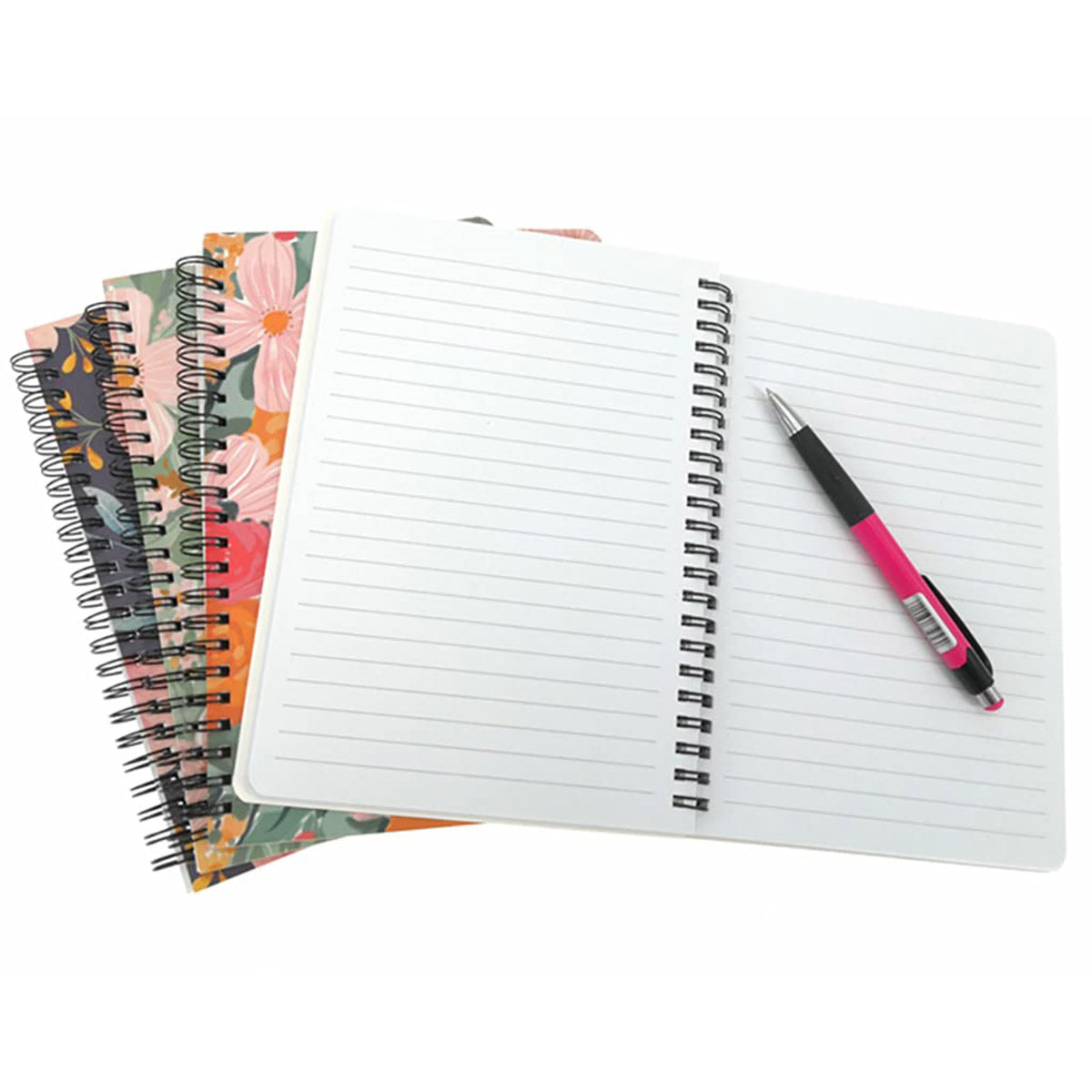 4 Pcs Spiral Notebooks Floral Covers Sturdy Spiral Binding