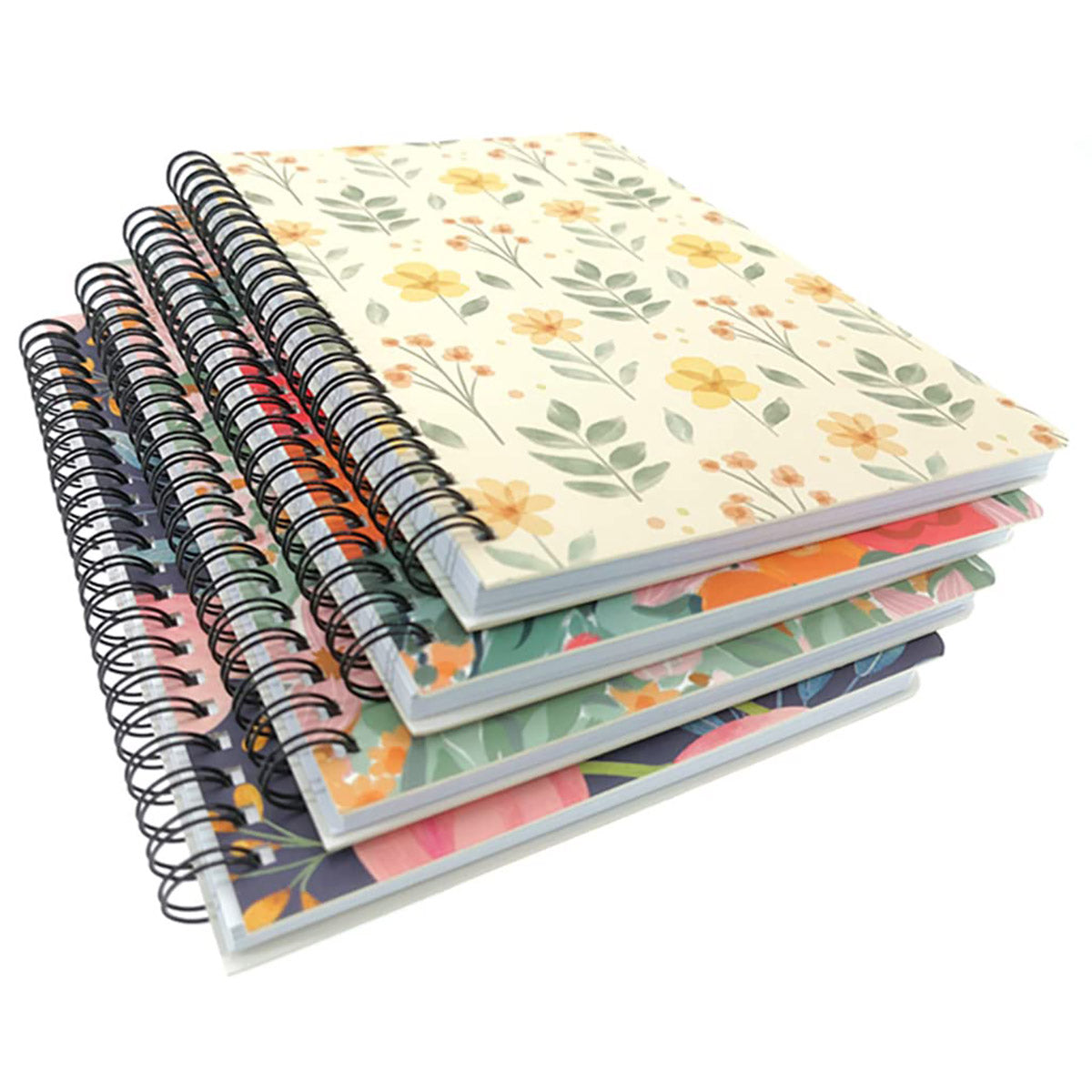 4 Pcs Spiral Notebooks Floral Covers Sturdy Spiral Binding