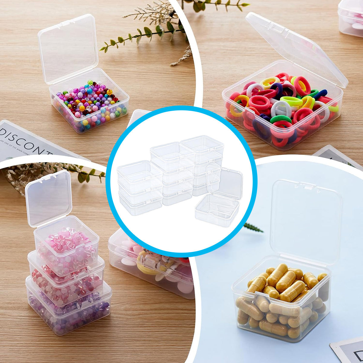 100pcs Clear Plastic Storage Boxes for Parts
