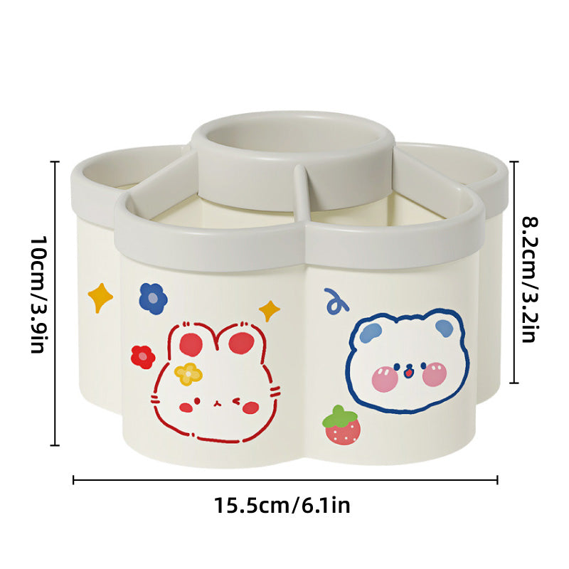 Rotating Pen Holder Desktop Organizer 6-Compartment Plastic