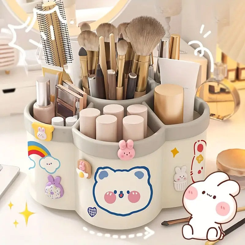 Rotating Pen Holder Desktop Organizer 6-Compartment Plastic