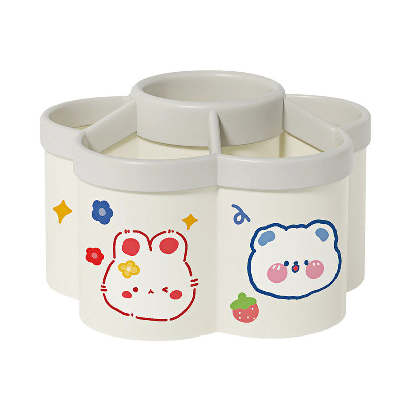 Rotating Pen Holder Desktop Organizer 6-Compartment Plastic