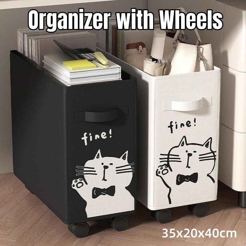 Rolling Storage Basket with Wheels Foldable Drawstring