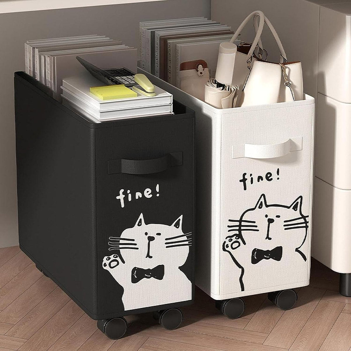 Rolling Storage Basket with Wheels Foldable Drawstring