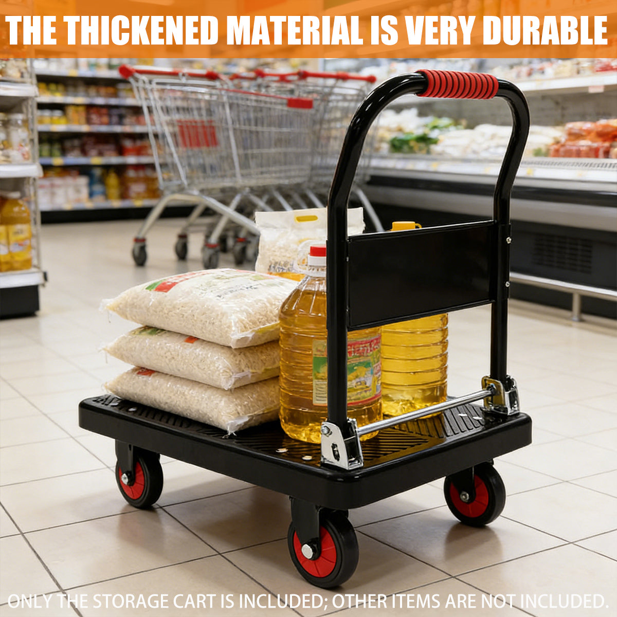 Folding Handle Flatbed Cart with 275kg Capacity