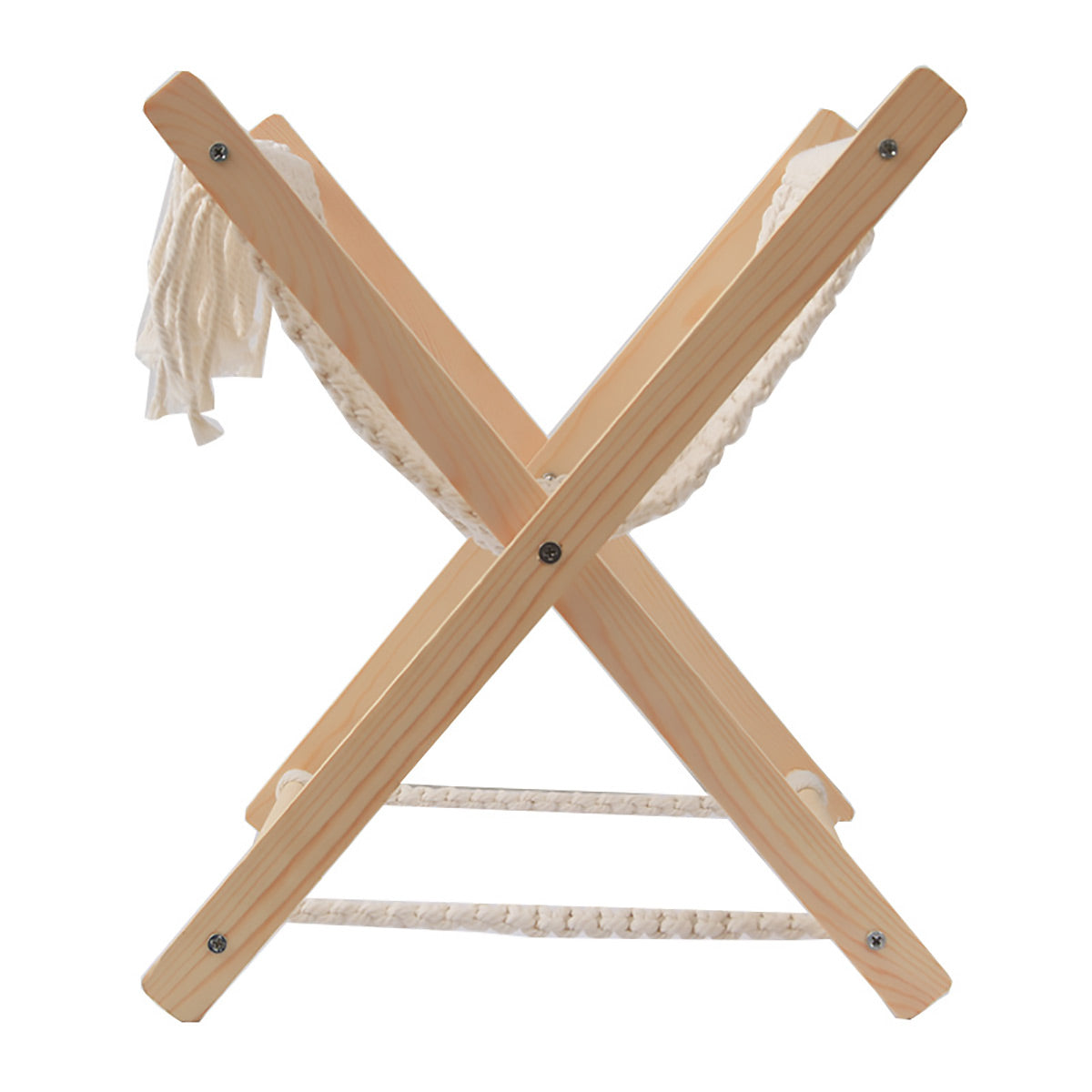 Foldable Cotton Rope Magazine Rack with Wood Frame