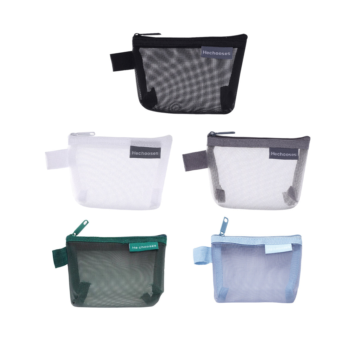 10 Pcs Mini Mesh Zipper Pouches Nylon Coin ID Card Holder