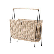 Hand-Woven Paper Rope Storage Basket with Iron Frame Natural