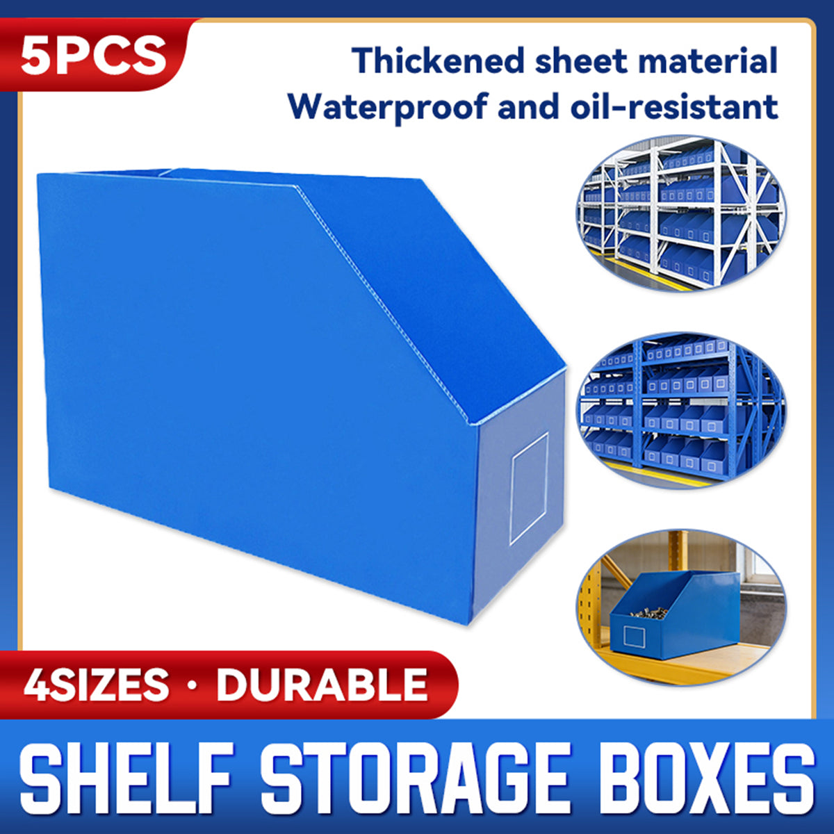 5pcs Stackable Shelf Storage Boxes with Label